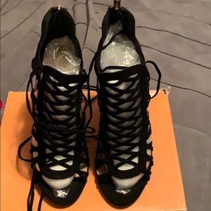 Black high heels with zip up